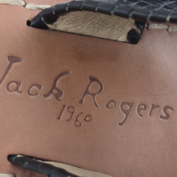 Jack Rogers Sandals Womens 9 Flats Black Woven Leather Slip On Thong Preppy - Picture 10 of 11